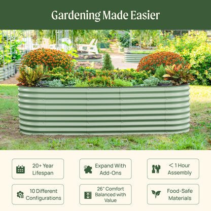 26" Tall 10 In 1 Jumbo Modular Metal Raised Garden Bed Kit