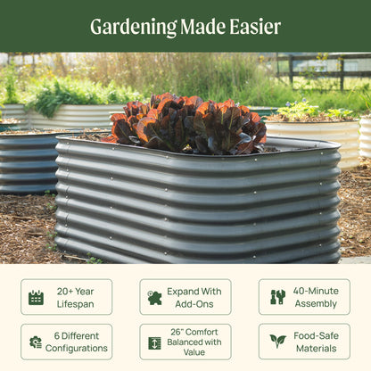 26" Tall 6 In 1 Medium Modular Metal Raised Garden Bed Kit