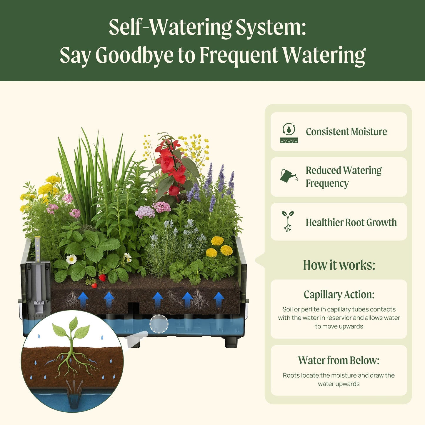 EZCube Self-Watering Planter 21" x 48"