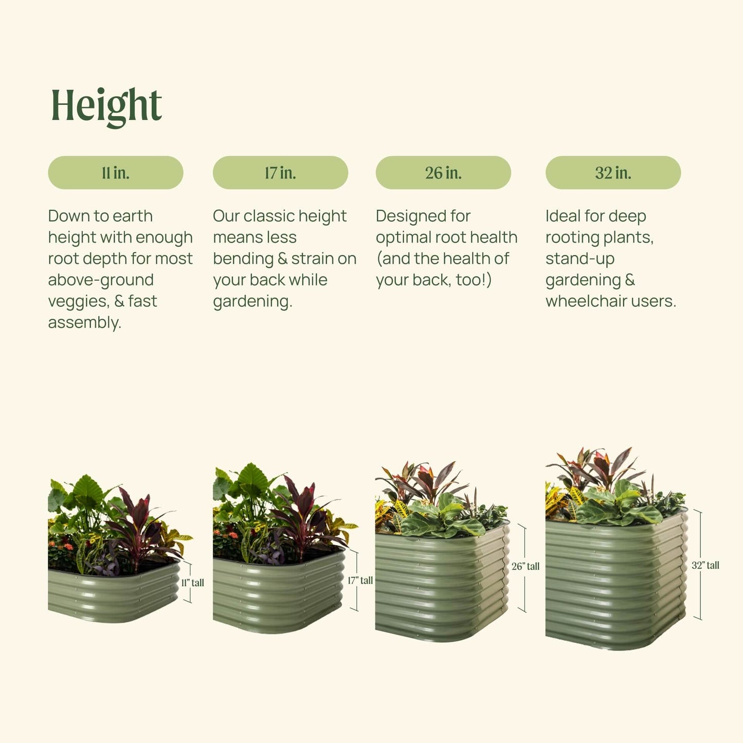 26" Tall 6 In 1 Medium Modular Metal Raised Garden Bed Kit