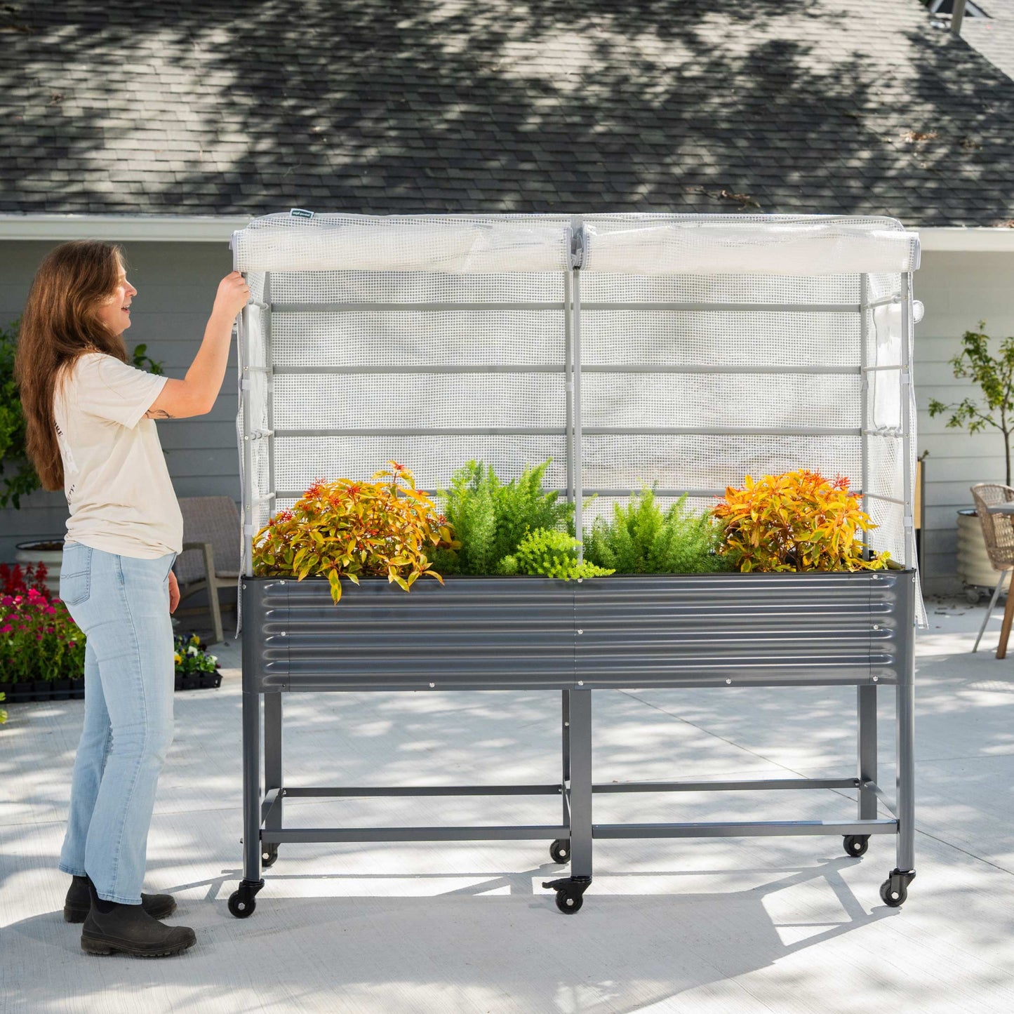 Greenhouse Frost Cover & Trellis System for Elevated Bed