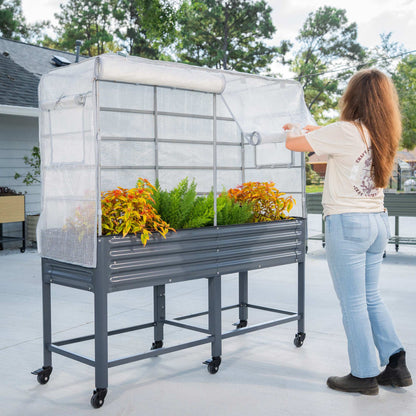 Greenhouse Frost Cover & Trellis System for Elevated Bed