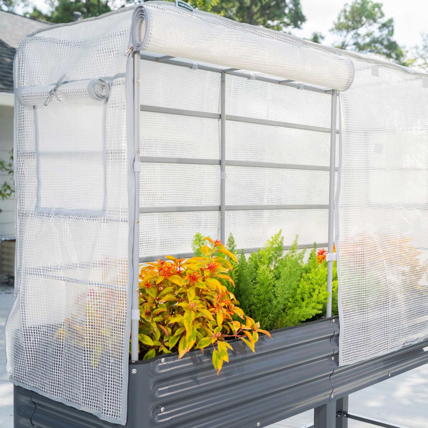 Greenhouse Frost Cover & Trellis System for Elevated Bed