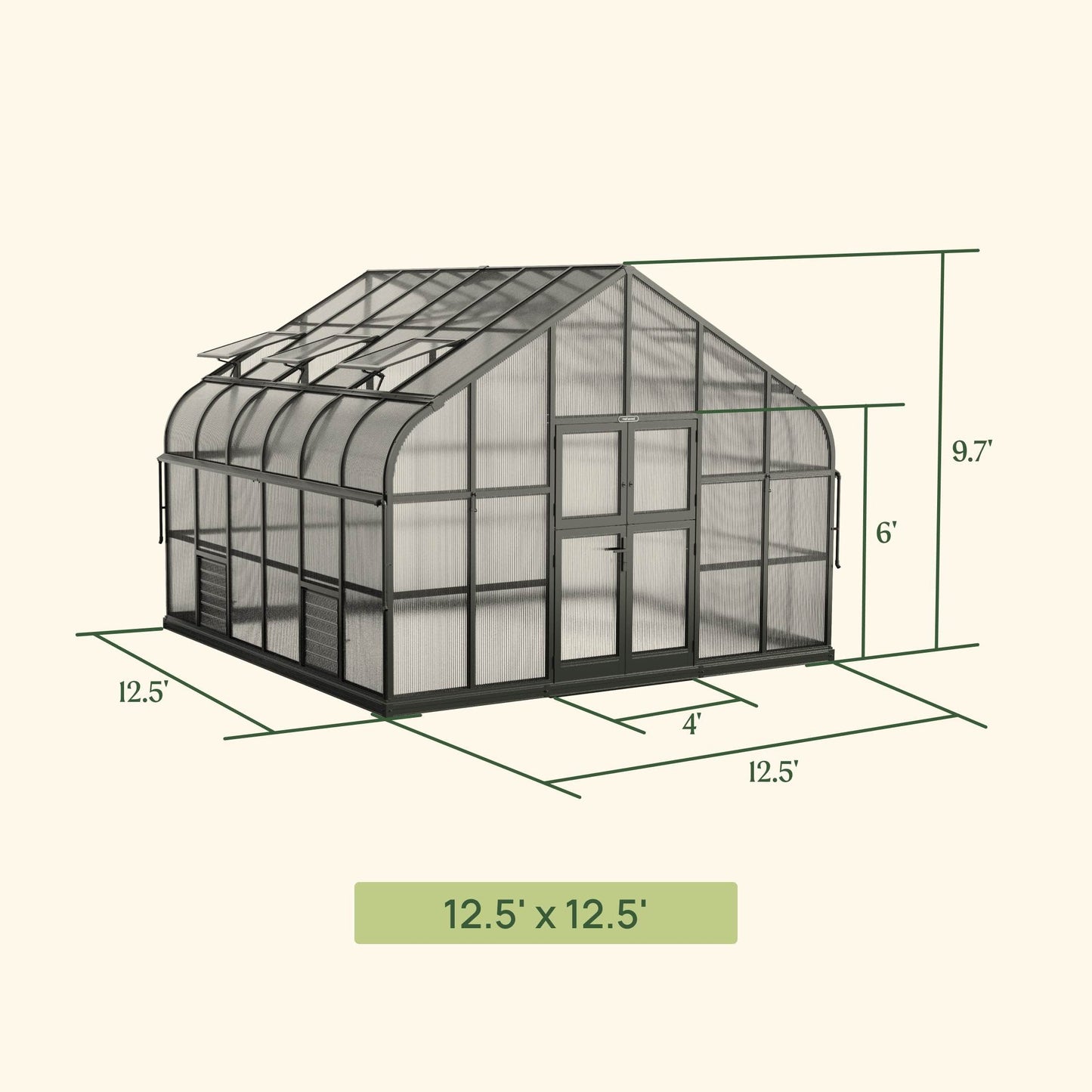 Vego Grand Pacific Greenhouse - 12.5ft Wide