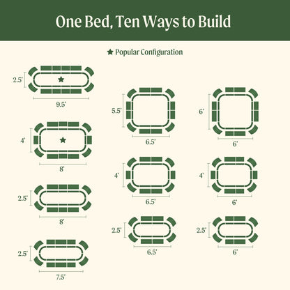 26" Tall 10 In 1 Jumbo Modular Metal Raised Garden Bed Kit