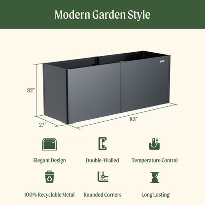 32" Extra Tall Modern Pro 27" x 83" Metal Raised Garden Bed
