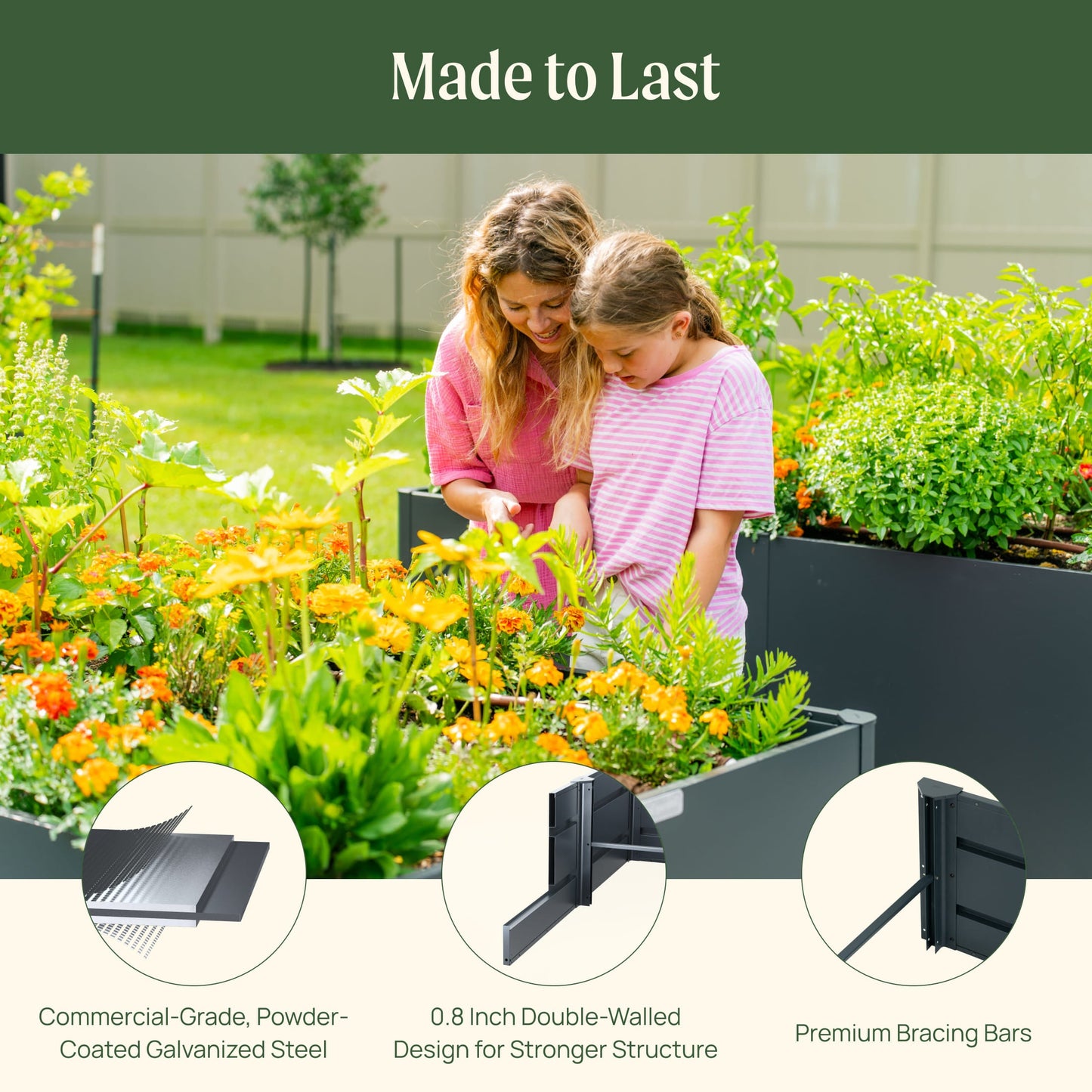 32" Extra Tall Modern Pro 27" x 83" Metal Raised Garden Bed